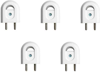 VUVAIL 2 Pin Top Switch Non Flammable Unbreakable Body 6A 240V White Pack of 5 Fancy Model Two Pin Plug(White)