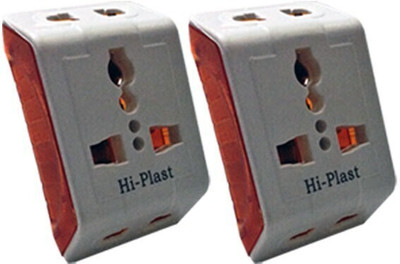 Hi-plast 3 PIN UNIVERSAL TRAVEL MULTIPLUG WORLDWIDE ADAPTOR, SOCKET CONNECTOR -2PCS Plug Three Pin Plug(White)