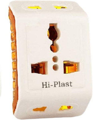 HI-PLASST 3pin Multiplug Adaptor with 3 Universal Sockets,6 Amp Multiplug Socket Worldwide Plug,6 Amp Multiplug Socket for Home, Office,Mobile Charging. Three Pin Plug(Orange, White)