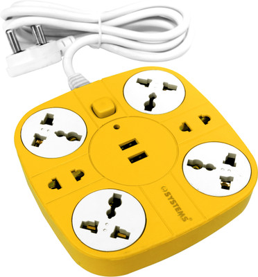 eSYSTEMS USB Extension Cord – 6 socket Outlet with 2 USB Port Multi Plug 10 A Three Pin Socket