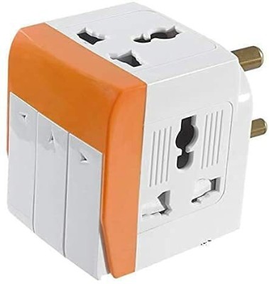 PALFREY 3 Way Universal Multi Plug Travel Adapter with Individual Switch and Indicator 3-in-1 Universal Travel Adapter Three Pin Plug(White, Yellow, Blue)