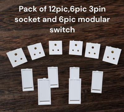 SARA modular switch /6amp 3pin socket (12pic pack) 6 A Three Pin Socket