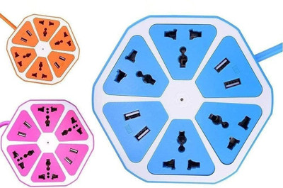 Electro Cloud Elysiom USB Hexagon Socket with 4 USB Slot and 4 Power Socket 3.1 A Three Pin Socket