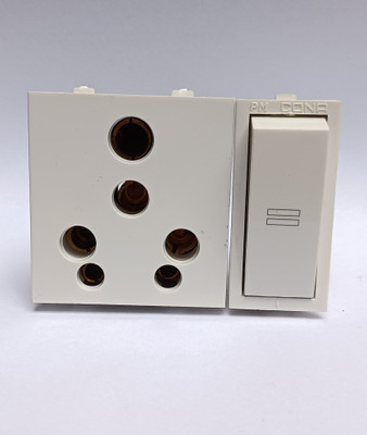 CONA Modular Socket Universal 6/16Amp (Pcs 1)And Switch 16Amp 1Way, ISI MARK (Pcs 1) 16 A Five Pin Socket