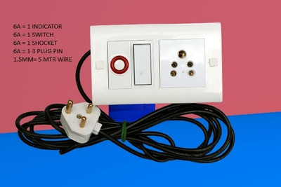 cromium 4 MODULAR 5 MTR 1 SHOCKET 1 SWITCH 1 INDICATR M240 6 A Five Pin Socket
