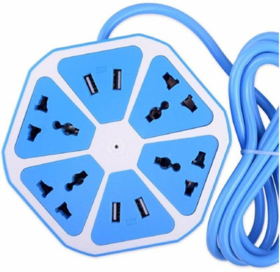 Aurochs Hexagon Shape Socket USB Charger( Blue-04 ) 8 A Three Pin Socket