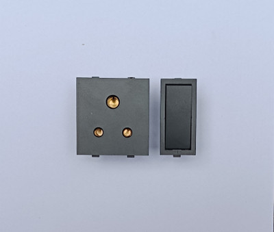 CONA Modular Socket 3Pin,6Amp Pcs 1 And Modular Switch 6a 1 Way With ISI Mark (Pcs 1) 6 A Three Pin Socket
