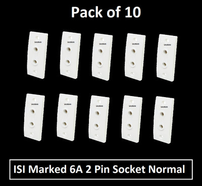 Sauran Pack of 10 Normal 2 Pin Socket (EAP133.3) 6 A Two Pin Socket