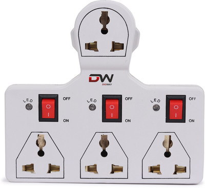 DIGWAY 4 UNIVERSAL SOCKET 3 SWITCH MULTI PLUG EXTENSION BOARD 6 A Three Pin Socket
