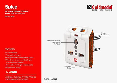 Goldmedal Multi Plug Three Pin Socket 202042 6 A Three Pin Socket