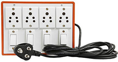 Shiv trading EXtension Board with 4 switches and 4 socket 2m cord 8 A Five Pin Socket
