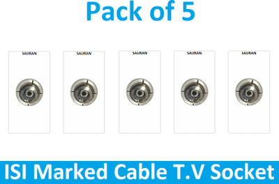 Sauran Pack of 5 Cable T.V Socket (EAP99.2) 1 A Single Pin Socket