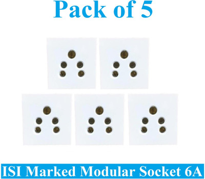 Sauran Pack of 5 6amp Modular 5 Pin Multi Socket White (ESP6.3) 6 A Five Pin Socket