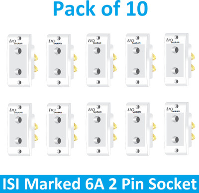 Sauran Pack of 10 Normal 2 Pin Socket (EAP149.3) 6 A Two Pin Socket