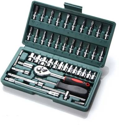 ED EXDAS Set of 46pcs Manual Machine Auto Repair Combination Tool sets Hand Impact 5 A Five Pin Socket