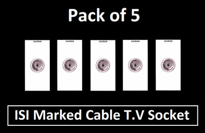 Sauran Pack of 5 Cable T.V Socket (EAP39.2) 1 A Single Pin Socket