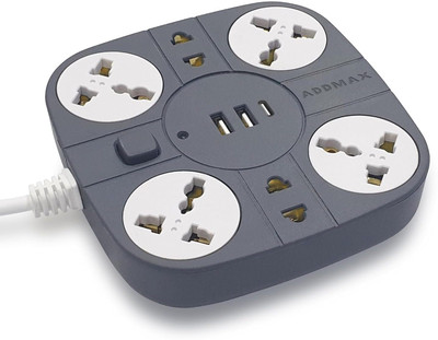 Addmax Extension board with 6 socket Outlet 2 USB Port Heavy Duty Multiplug 10 A Three Pin Socket