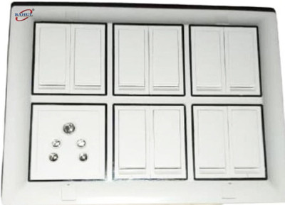 BAHUL B-07 PVC SURFACE BOARD WITH CONECTION WIRE WITH ISI SWITCHES 6 A Three Pin Socket