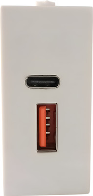 element hub Dual USB Modular Socket Fast Charging ,18W USB-C and USB-A modular usb socket 2.4 A Two Pin Socket