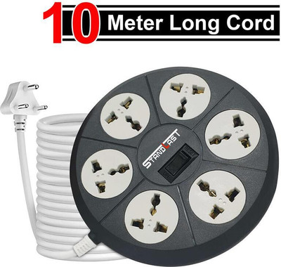 STANDLAST Extension Cord 6 Socket Surge Protector Spike Guard with Multi Plug - 10 Meter 10 A Three Pin Socket