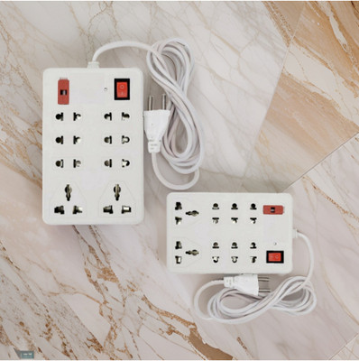TOOLART 8 Sockets 1 Switches 8 Socket Extension Boards (White, 2 m) xsw79 Two Pin Plug(White)