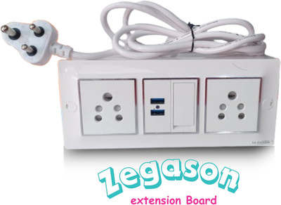 ZEGASON USB extension Board/16Amp socket /2 socket/1 switch, 2 USB port (pack of 1) 12 A Three Pin Socket