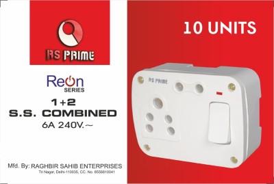 RSPRIME 1+2 S.S Combined 6A 240V 6 A Three Pin Socket