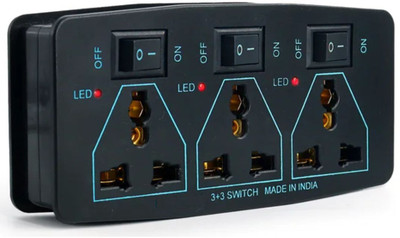 WOWSOME 3 Universal Socket Multiplug with Individual On/Off Switches & LED Indicator 6 A Three Pin Socket