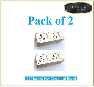 Sauran Pack of 2 Premium Quality 16A Combined Extension Board With Wire PRE87.1 16 A Six Pin Socket
