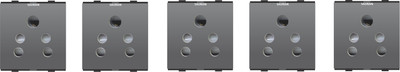 Sauran Pack of 5 Black 5 Pin Socket With Safety Shutter (EAP115.2) 6 A Five Pin Socket
