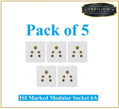 Sauran Pack of 5 Premium Quality 6amp Modular Socket (PRE23.2) 6 A Five Pin Socket