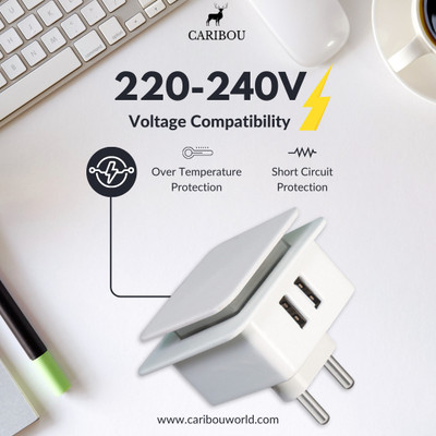 CARIBOU CBU-13 Night Lamp with 2 USB|TouchFunction|White LED 2 A Two Pin Socket
