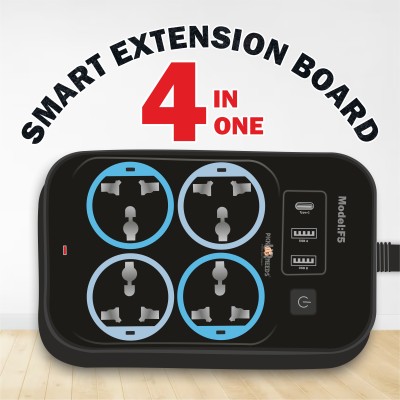 Pick Ur Needs Extension Cord/Board/Power Strip 4 Socket with 2 USB + 1 C Type Multi Switch 10 A Three Pin Socket