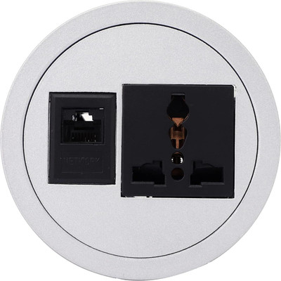 BOXNUBE Power Grommet Socket with LAN Port for Desktop, Workstation, 10 A Three Pin Socket