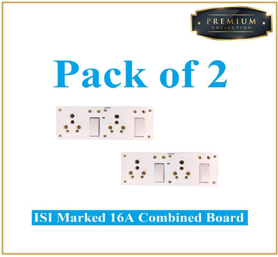 Sauran Pack of 2 Premium Quality 16A Combined Extension Board With Wire PRE88.2 16 A Six Pin Socket