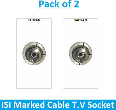Sauran Pack of 2 Cable T.V Socket (EAP99.1) 1 A Single Pin Socket