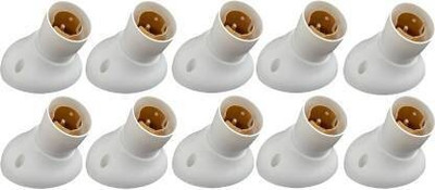 Flysmart Angle Bulb Holder for Wall, B22 Batten 2 Amp 220-240 Volts Lamp Holder for Led/Electric Bulb for Home Indoor Outdoor Use (White) (Pack of 10) 2 A Two Pin Socket