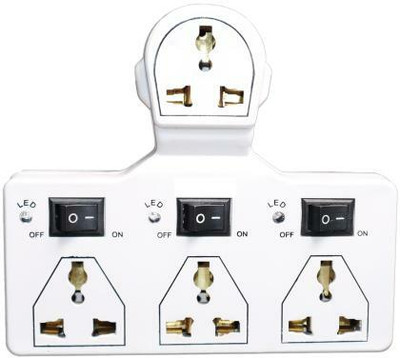 V-YAN 4 Universal Socket Multi plug with 3 Switch and LED Indicator 4  Socket Extension Boards(White, 1 m)