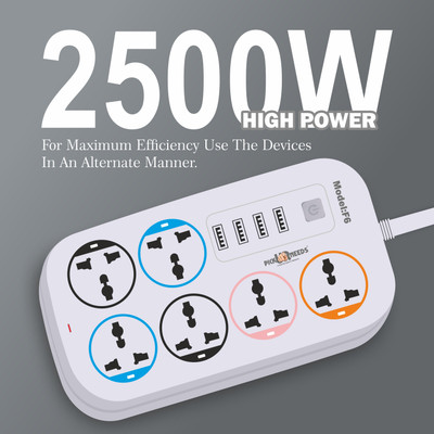 Daily Needs Shop Extension Cord/Board 6 Socket + 4 USB Port Multi Plug For Electronic Uses 10 A Three Pin Socket