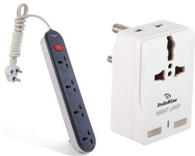 Indorise Indorise PS-01+MP-11 10 A Three Pin Socket 5  Socket Extension Boards(Black, White, 2 m)