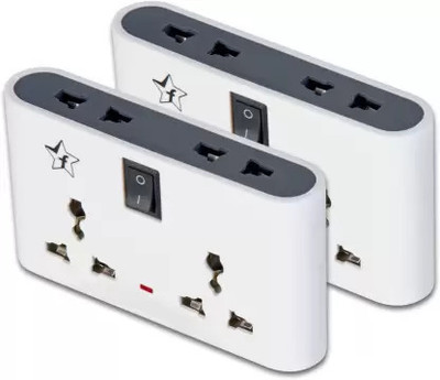 Flipkart SmartBuy 4+1 Multiplug Extension Board|Universal Sockets and 1 Switches (White_Pack of 2) 6 A Three Pin Socket