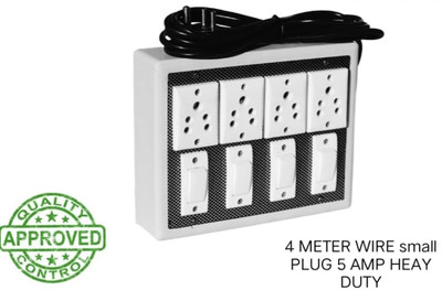BAHUL 4+4 4 meter long wire electric board 6 A Four Pin Socket