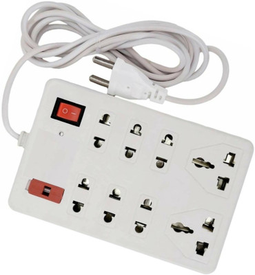TOOLART Pin Extension Cord 8 Socket Extension Boards (White, 2 m) oc80 8 A Two Pin Socket