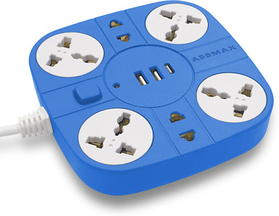 Addmax Extension Cord with USB Port – 10A 220V-50/60Hz [6 Outlet with 2 USB Port] [Smart USB Charging Port][2 Meter Cord] Multi Plug Extension Board for Home Office 10 A Three Pin Socket