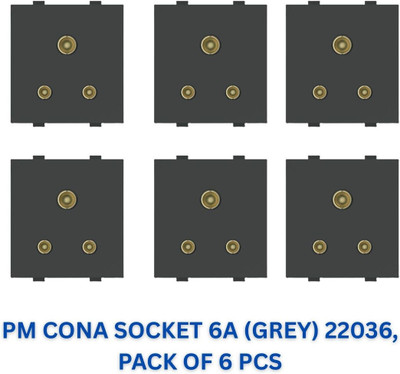 PM Cona STATUS 22036 SOCKET 6A (GREY) PACK OF 6, 6 A Three Pin Socket