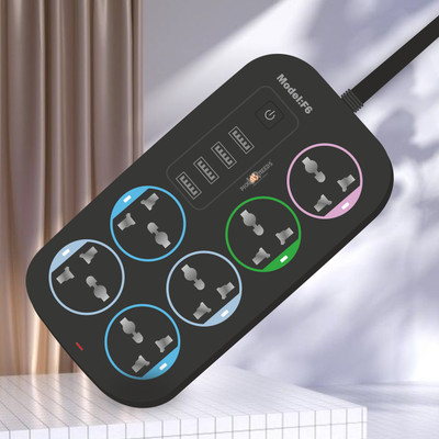 Pick Ur Needs Extension Board 6 Electrical Socket +4 USB Port Multiple Switch Board 10 A Three Pin Socket