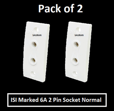 Sauran Pack of 2 Normal 2 Pin Socket (EAP133.1) 6 A Two Pin Socket