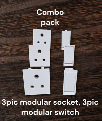SARA modular switch /6amp 3pin socket (6pic pack) 6 A Three Pin Socket