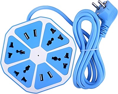 Vedara ® 4 Way USB Hexagon Extension Board 1.8M 4 Sockets + 4 USB Ports (Blue) 10 A Three Pin Socket