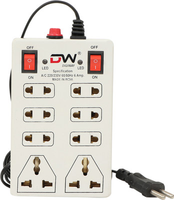 DIGWAY 8 SOCKET 2 SWITCH MINI STRIP(2 Meter Cord Length) 6 A Two Pin Socket